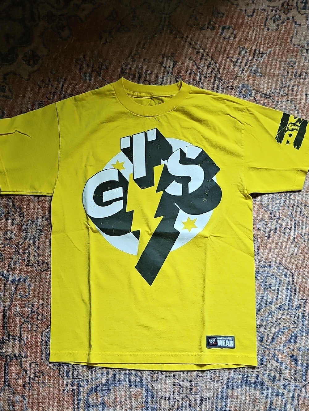 WWE Vintage CM Punk: Yellow GTS Lightning Logo Short Sleeve Tee